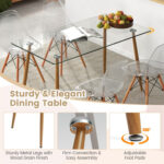 5 Pieces Rectangle Dining Table Set with 51 Inch Glass Tabletop - Image 7