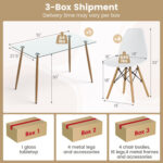 5 Pieces Rectangle Dining Table Set with 51 Inch Glass Tabletop - Image 4