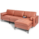 Modular L-shaped 3-Seat Sectional Sofa with Reversible Chaise and 2 USB Ports - Image 4