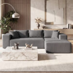 Modular Sectional Sofa Corduroy Upholstered L-shaped Sofa Couch with Deep Seats - Image 3
