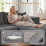 Modular Sectional Sofa Corduroy Upholstered L-shaped Sofa Couch with Deep Seats - Image 8