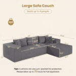Modular Sectional Sofa Corduroy Upholstered L-shaped Sofa Couch with Deep Seats - Image 4
