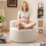 Moon-Shaped Floor Single Sofa Chair with Soft Teddy Fleece - Image 3