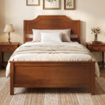 Multiple Size Solid Wood Platform Bed Frame with Headboard in Walnut - Image 2