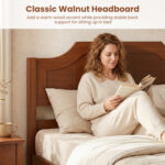 Multiple Size Solid Wood Platform Bed Frame with Headboard in Walnut - Image 6