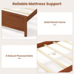 Multiple Size Solid Wood Platform Bed Frame with Headboard in Walnut - Image 8