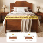 Multiple Size Solid Wood Platform Bed Frame with Headboard in Walnut - Image 9