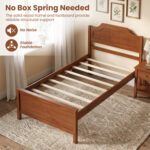 Multiple Size Solid Wood Platform Bed Frame with Headboard in Walnut - Image 10