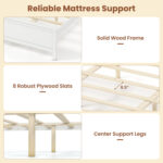 Multiple Size Solid Wood Platform Bed Frame with Headboard in White - Image 9