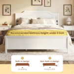 Multiple Size Solid Wood Platform Bed Frame with Headboard in White - Image 10