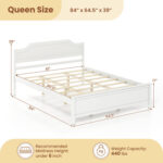 Multiple Size Solid Wood Platform Bed Frame with Headboard in White - Image 5
