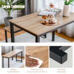 3 Pieces Dining Table Set with 2 Benches for Dining Room Kitchen Bar - Image 10