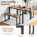3 Pieces Dining Table Set with 2 Benches for Dining Room Kitchen Bar - Image 8