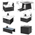 9 Pieces Outdoor Wicker Sectional with 35 Inch Gas Fire Pit Table - Image 4
