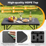 Outdoor Folding Table Bench Set w All-Weather HDPE Tabletop and Sturdy Metal Frame - Image 8