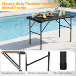 Outdoor Folding Table Bench Set w All-Weather HDPE Tabletop and Sturdy Metal Frame - Image 9