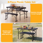 Outdoor Folding Table Bench Set w All-Weather HDPE Tabletop and Sturdy Metal Frame - Image 11