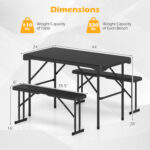 Outdoor Folding Table Bench Set w All-Weather HDPE Tabletop and Sturdy Metal Frame - Image 5