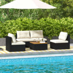5 Piece Outdoor Furniture Set with Solid Tabletop and Soft Cushions - Image 2