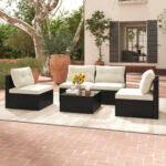 5 Pieces Outdoor Patio Furniture Set with Cushions and Coffee Table - Image 2