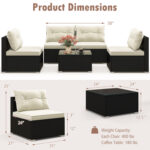 5 Pieces Outdoor Patio Furniture Set with Cushions and Coffee Table - Image 5
