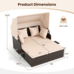 Outdoor Patio Rattan Daybed with Retractable Canopy and Side Tables - Image 5