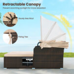 Outdoor Patio Rattan Daybed with Retractable Canopy and Side Tables - Image 8