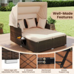 Outdoor Patio Rattan Daybed with Retractable Canopy and Side Tables - Image 11