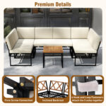 6 Piece Outdoor Sectional Sofa Set Metal Conversation Set with Cushions - Image 10