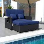 PE Wicker Outdoor Daybed with 4-Level Adjustable Backrest and Storage Ottoman - Image 2