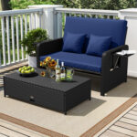 PE Wicker Outdoor Daybed with 4-Level Adjustable Backrest and Storage Ottoman - Image 3
