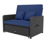 PE Wicker Outdoor Daybed with 4-Level Adjustable Backrest and Storage Ottoman - Image 4