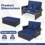 PE Wicker Outdoor Daybed with 4-Level Adjustable Backrest and Storage Ottoman - Image 5
