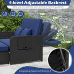 PE Wicker Outdoor Daybed with 4-Level Adjustable Backrest and Storage Ottoman - Image 7