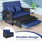 PE Wicker Outdoor Daybed with 4-Level Adjustable Backrest and Storage Ottoman - Image 8