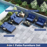 PE Wicker Outdoor Daybed with 4-Level Adjustable Backrest and Storage Ottoman - Image 11