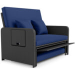 PE Wicker Outdoor Daybed with 4-Level Adjustable Backrest and Storage Ottoman - Image 13