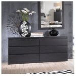 Modern 6 Drawer Double Dresser in Black Woodgrain Finish - Image 3