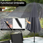 6 Pieces Patio Dining Set Folding Chairs Glass Table Tilt Umbrella for Garden - Image 10