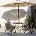 Patio Dining Set for 4 with Umbrella Hole - Image 3