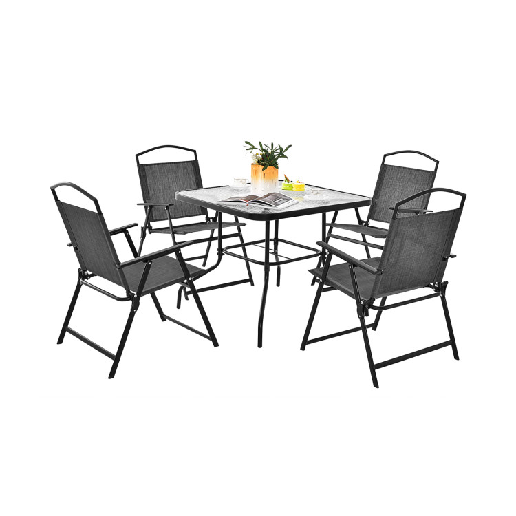 Patio_Dining_Set_for_4_with_Umbrella_Hole_Gray-3.jpg Patio Dining Set for 4 with Umbrella Hole - Image 1