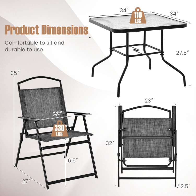 Patio Dining Set for 4 with Umbrella Hole - Image 5