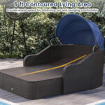 Patio PE Rattan Daybed with Retractable Canopy and Soft Cushions - Image 6