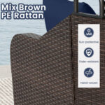 Patio PE Rattan Daybed with Retractable Canopy and Soft Cushions - Image 7