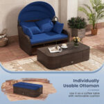 Patio PE Rattan Daybed with Retractable Canopy and Soft Cushions - Image 8