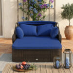 Patio PE Rattan Daybed with Retractable Canopy and Soft Cushions - Image 5