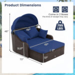 Patio PE Rattan Daybed with Retractable Canopy and Soft Cushions - Image 4