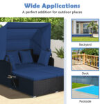 Patio Rattan Daybed with Retractable Canopy and Side Tables - Image 10