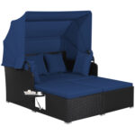 Patio Rattan Daybed with Retractable Canopy and Side Tables - Image 4