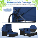 Patio Rattan Daybed with Retractable Canopy and Side Tables - Image 6